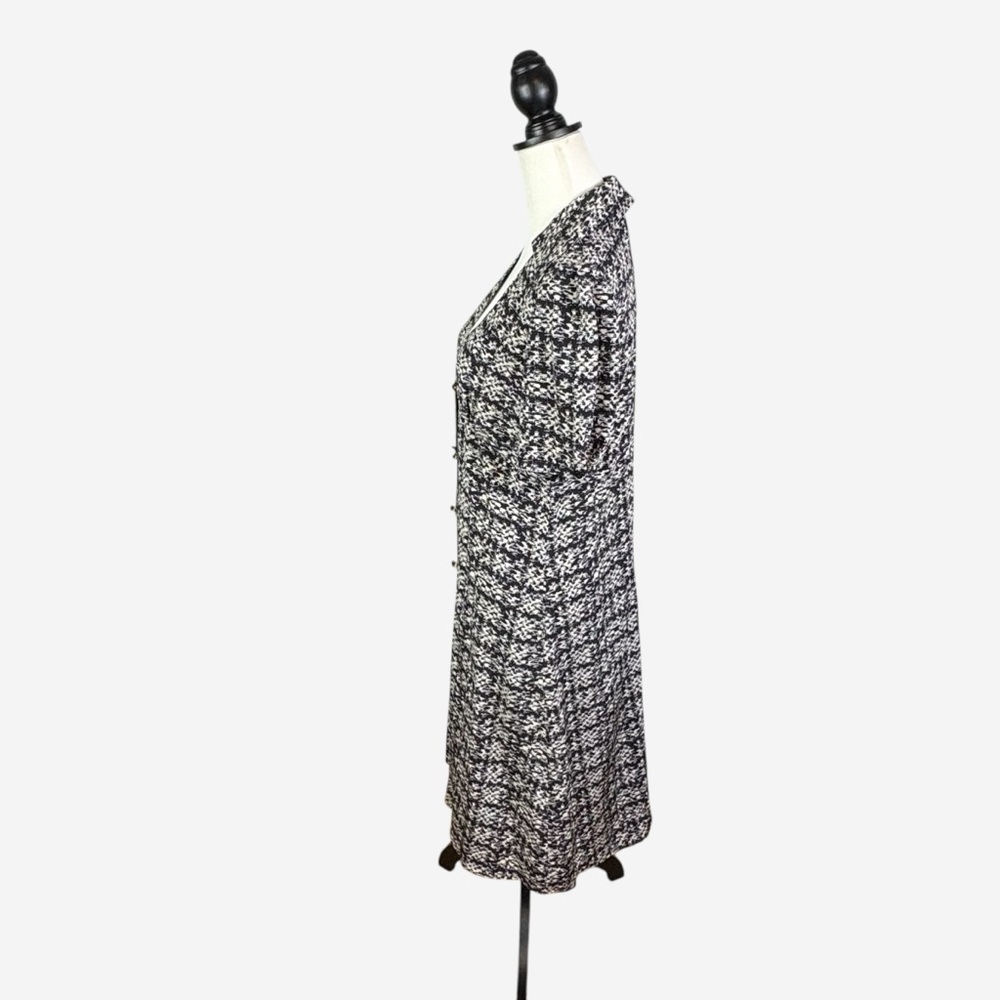 St John Jared Tweed Print Silk Shirtdress Size 4 Midi Goldtone Buttons - Picture 7 of 16
